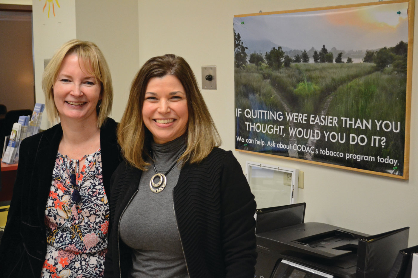 QUITTING COMFORTABLY: Lisabeth Bennett, clinical director of CODAC’s tobacco cessation program, and Kristina Micheli, clinical supervisor for CODAC, focus on helping people quit in a way that works for them, without focusing on hard deadlines or being overly militant about willpower.